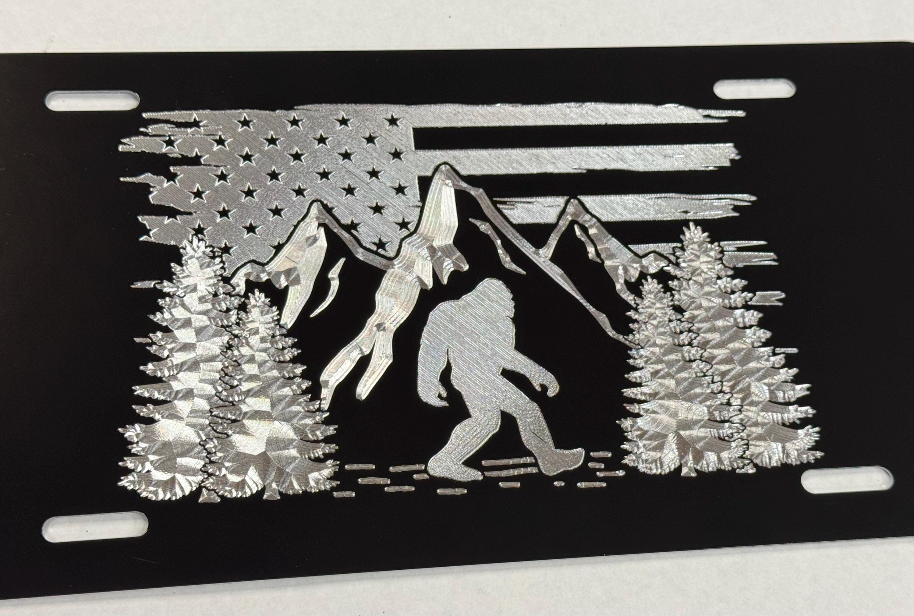Cornice Targa Mountain Bigfoot In Acciaio Inox Nero – Universale USA/Canada, 12x6 Pollici