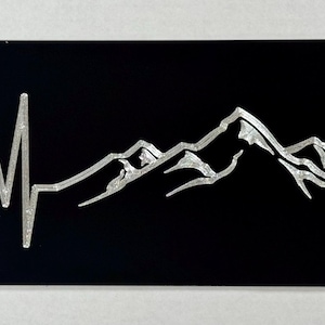 Mountain Heartbeat License Plate Car Tag Diamond Etched on Aluminum Metal Weatherproof & Rustproof Gift
