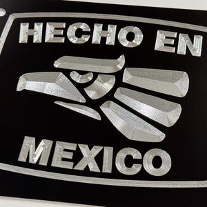Mexican Eagle Flag License Plate Vanity Front Car Tag Diamond Etched / Engraved on Black Aluminum Metal Weatherproof & Rustproof