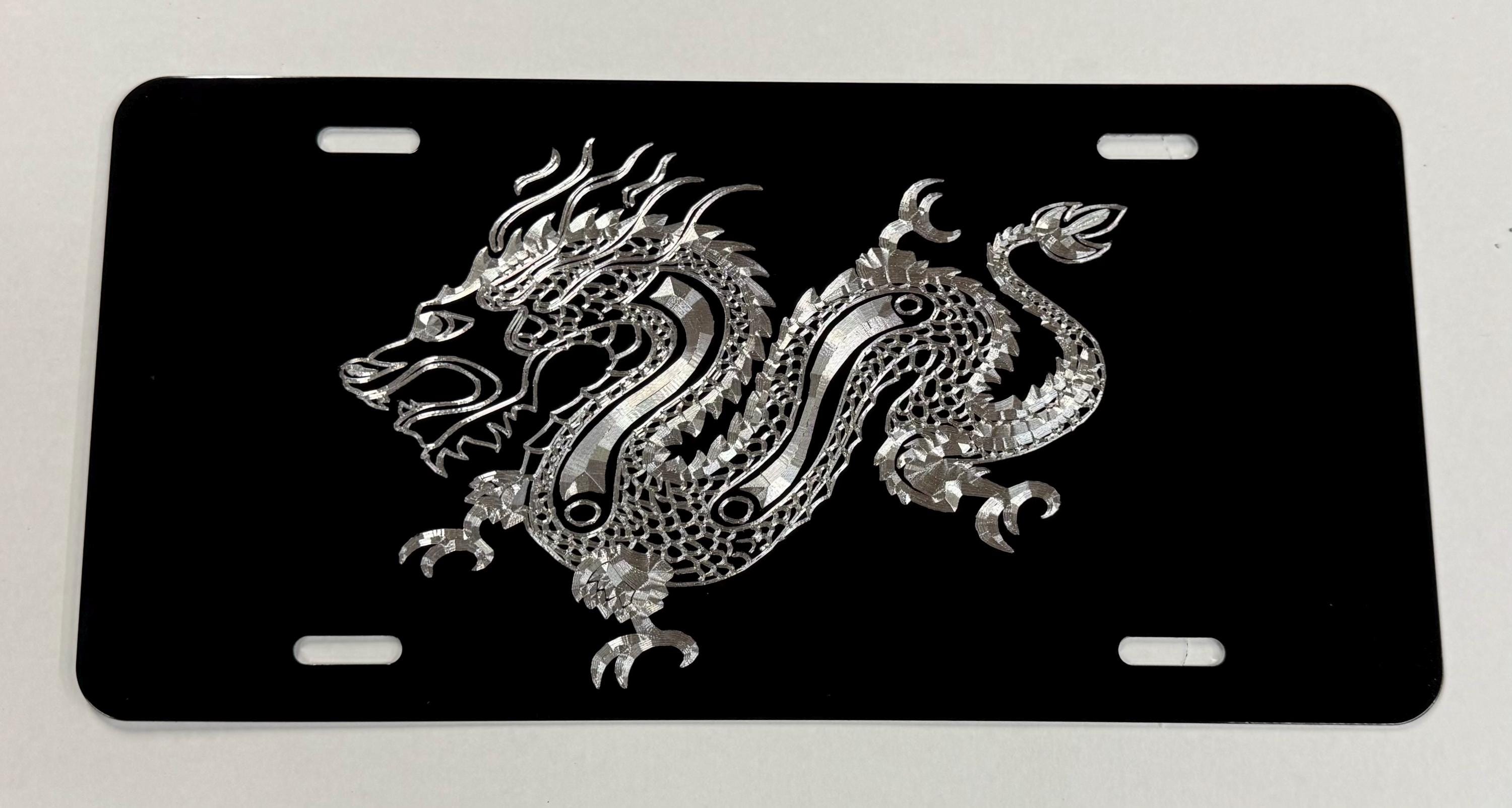 Engraved Japanese Dragon Gift License Plate Vanity Front Car Tag