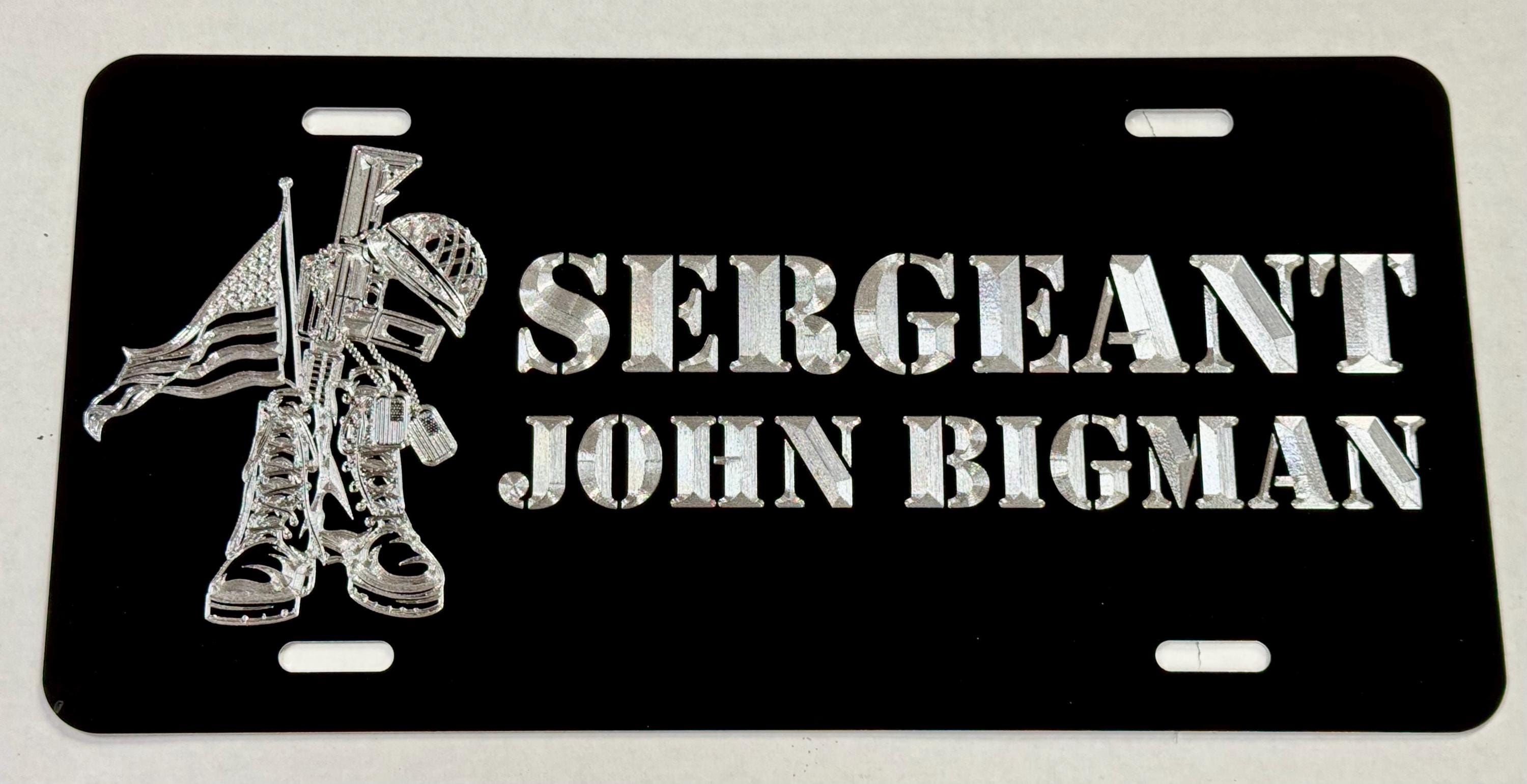 米軍　サインプレート　レア！！ Custom Military Soldier Tribute License Plate Car Tag Vanity Front