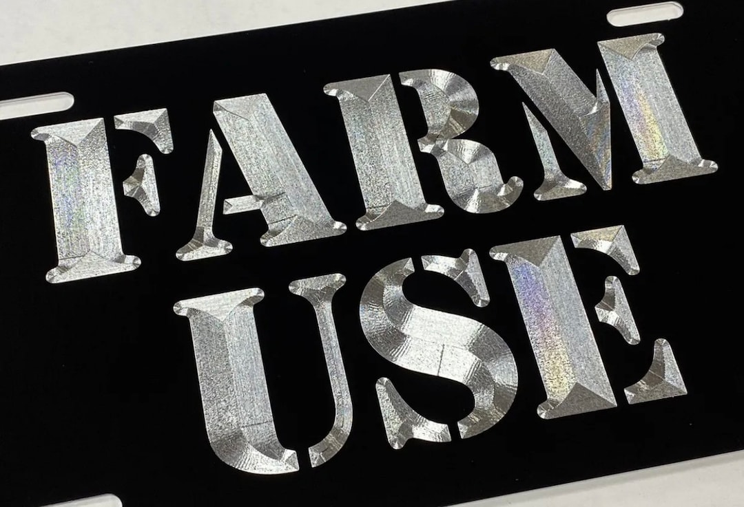 Engraved Farm Use License Plate Vanity Front Car Tag Diamond Etched on