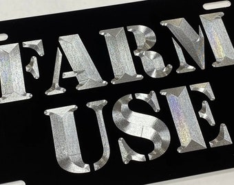 Placa de matrícula grabada para uso agrícola, etiqueta frontal para automóvil con grabado de diamante en metal de aluminio, resistente a la intemperie y al óxido.