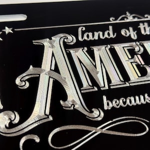 US Flagge Amerika Land des freien Vaterländischen Nummernschildes Auto Anhänger Diamant geätzt graviert Metall wetterfest rostfrei Bild 14