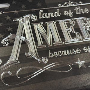 US Flagge Amerika Land des freien Vaterländischen Nummernschildes Auto Anhänger Diamant geätzt graviert Metall wetterfest rostfrei Bild 8