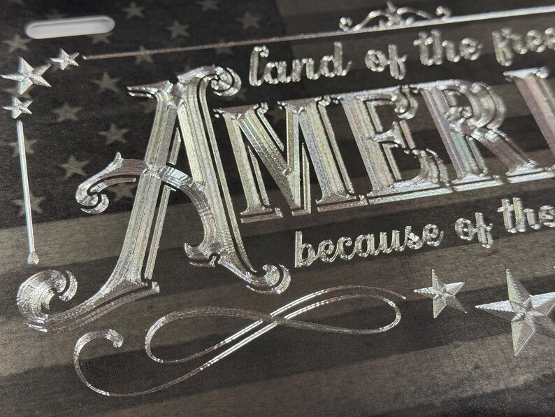 US Flagge Amerika Land des freien Vaterländischen Nummernschildes Auto Anhänger Diamant geätzt graviert Metall wetterfest rostfrei Bild 8
