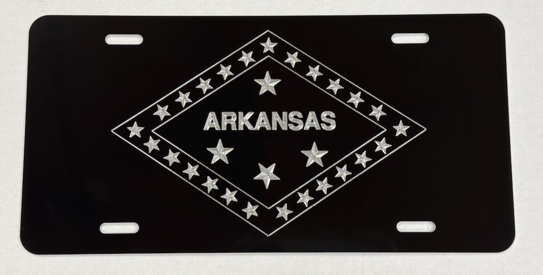 Arkansas AR State Flag License Plate Car Tag Diamond Etched Engraved on ...