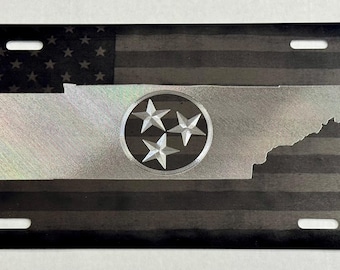 Tennessee State Outline License Plate, Diamond Etched Aluminum Car Tag