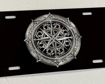 Celtic Compass Car Tag Diamond Etched Engraved License Plate