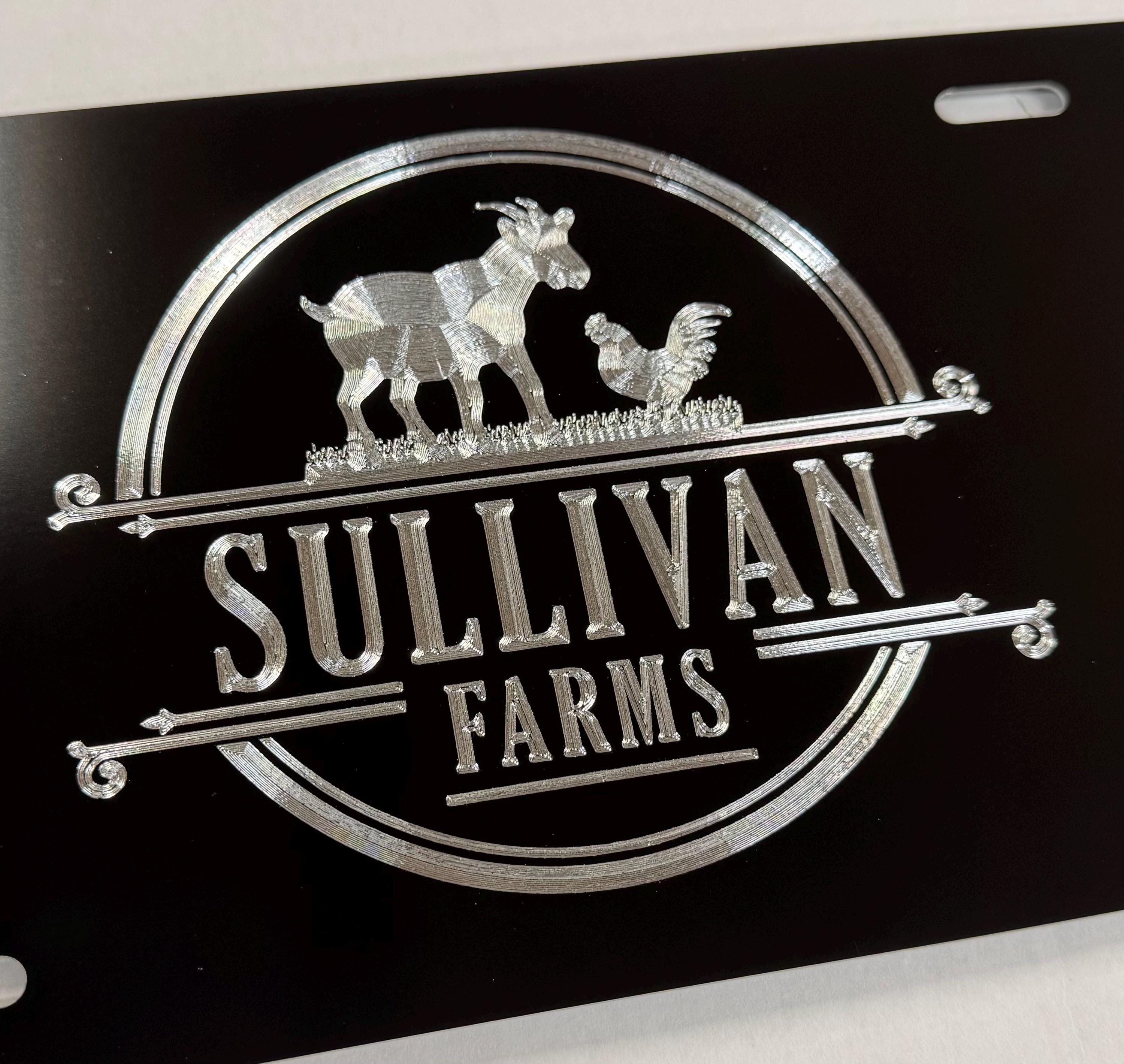 Custom Farm Ranch License Plate Car Tag Personalized Diamond Etched ...