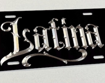 Custom Personalized Your Name or Text License Plate Car Tag Diamond Etched Engraved on Aluminum
