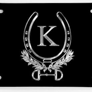 Engraved Custom Personalized Horse Shoe License Plate Vanity Front Car Tag Diamond Etched on Aluminum Metal Weatherproof & Rustproof Gift