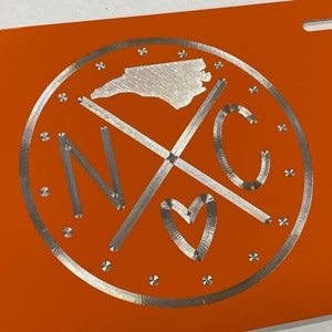 North Carolina NC State License Plate Vanity Front Car Tag Engraved / Diamond Etched on Any Color Aluminum Metal Weatherproof & Rustproof