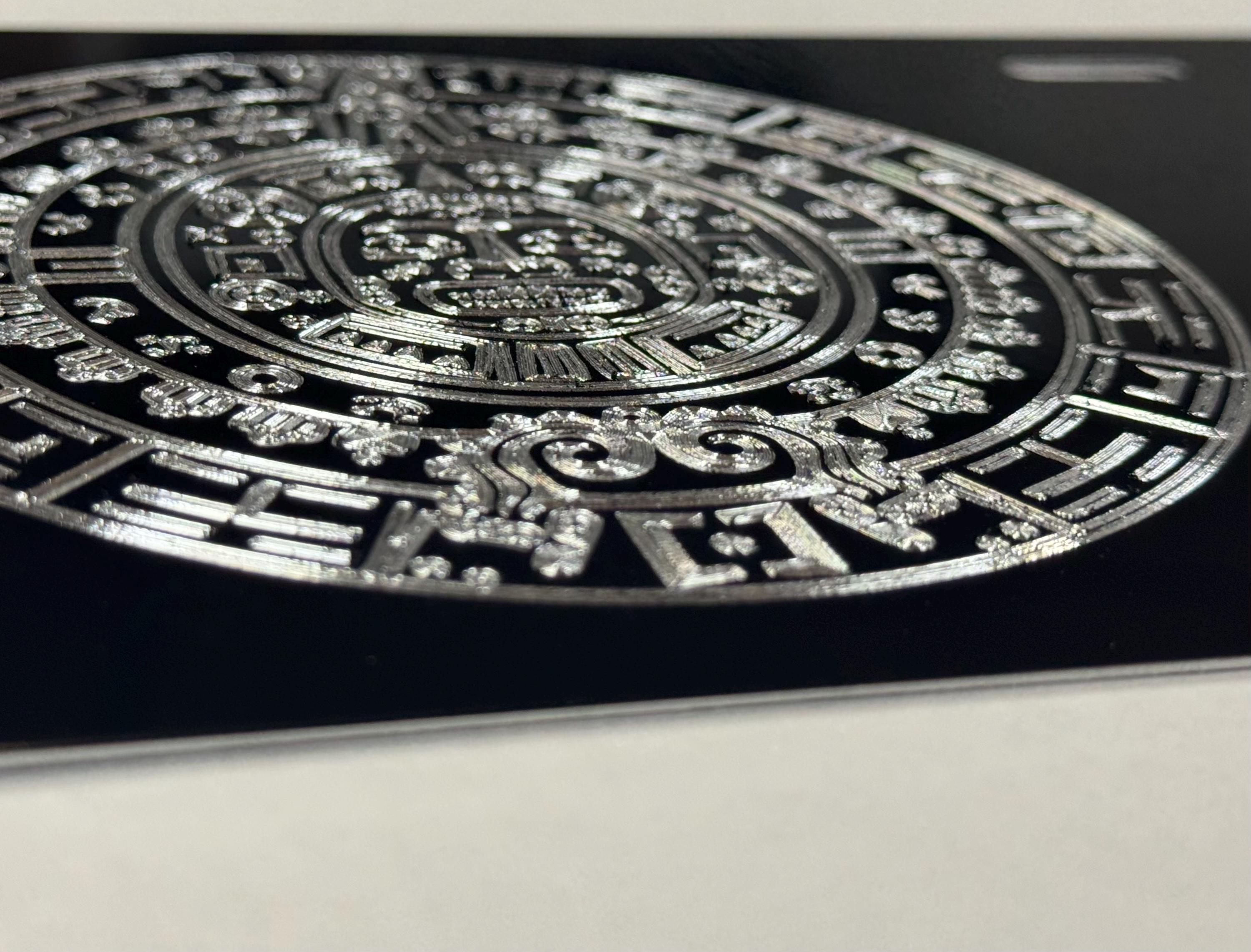 Mayan Aztec Calendar Car Tag Diamond Etched Engraved Front Vanity ...