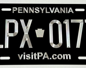 Pennsylvania PA State License Plate Engraved Front Car Tag Custom Diamond Etched on Aluminum Metal Weatherproof & Rustproof Great Gift