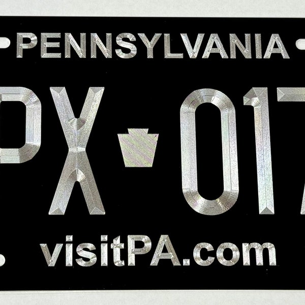 Pennsylvania PA State License Plate Engraved Front Car Tag Custom Diamond Etched on Aluminum Metal Weatherproof & Rustproof Great Gift