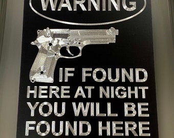 Engraved Designer If Found Here At Night Funny No Trespassing Sign FAFO Diamond Etched Outdoor Weatherproof 7x10 Black Metal Sign