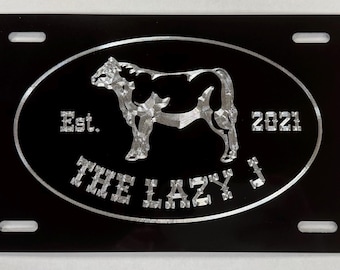 Plaque d'immatriculation personnalisée avec logo Farm Ranch, gravure au diamant, plaque d'immatriculation personnalisée de marque agricole pour voiture ou camion