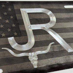 RANCH BRAND License Plate Diamond Etched Engraved on US Flag Personalized Livestock Farm Brand License Plate for Car or Truck