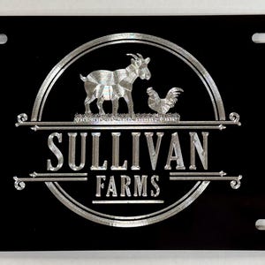 Custom Farm Ranch License Plate Car Tag Personalized Diamond Etched Engraved Weatherproof Metal