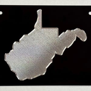 WV West Virginia State License Plate Car Tag Diamond Etched Engraved on Black Aluminum Metal Vanity Front Weatherproof & Rustproof