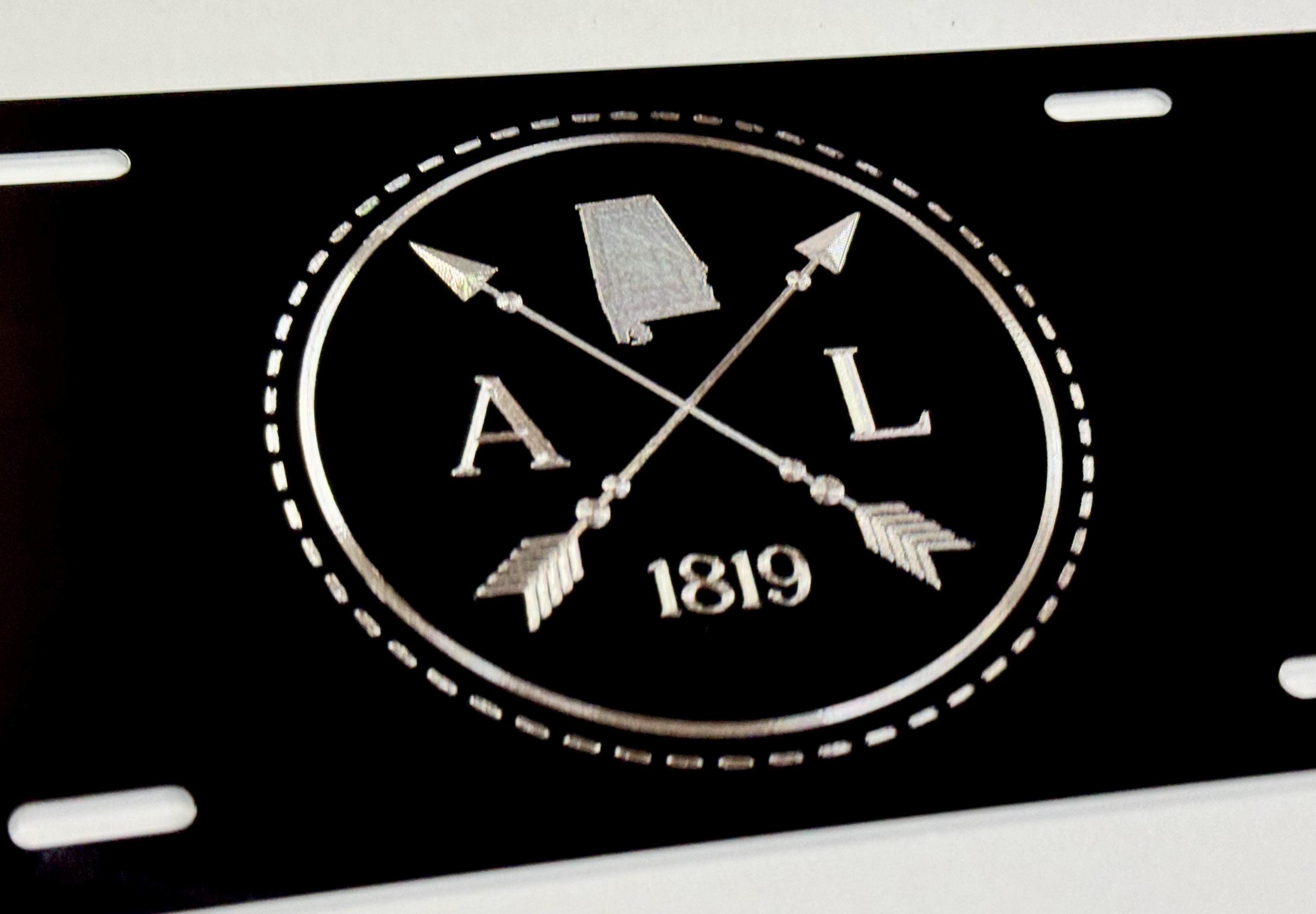 Alabama AL State License Plate Car Tag Diamond Etched Engraved on
