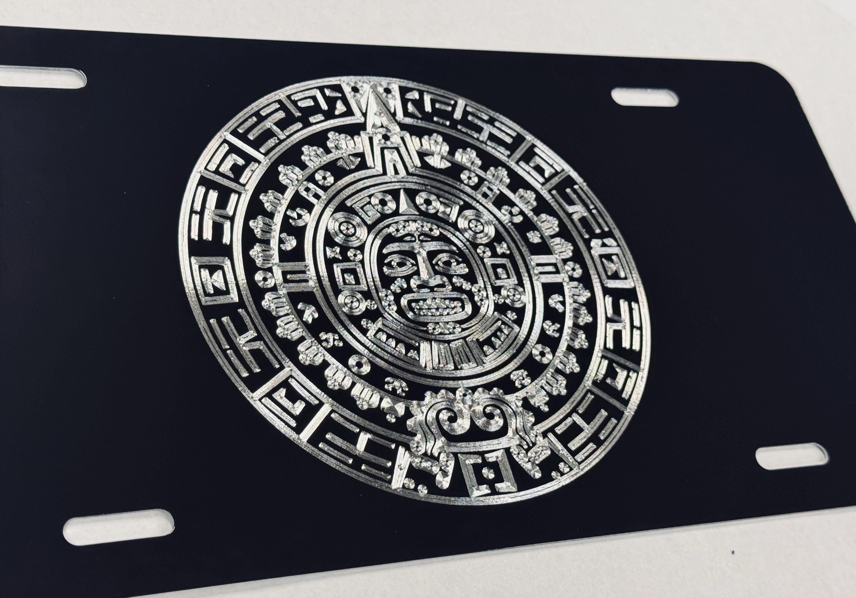 Mayan Aztec Calendar Car Tag Diamond Etched Engraved Front Vanity ...
