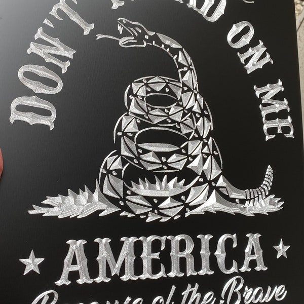 Engraved Don’t Tread On Me Gadsden Flag 18x12 Garden Flag Man Cave Black Diamond Etched Yard Sign *fits on standard garden flag stand