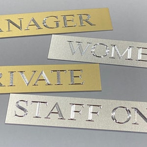 Designer Engraved Gold Silver Diamond Etched Aluminum Metal 10x2 8x2 Custom Name Plate Office Wall Door Desk Executive Business Sign