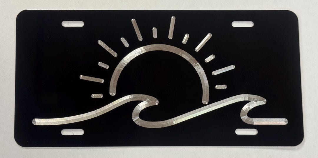 Sun Ocean Wave License Plate Vanity Front Car Tag Diamond Etched