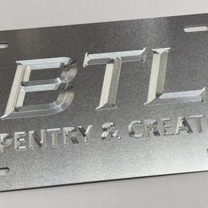 Custom Diamond Etched Aluminum License Plate, Company Logo Car Tag