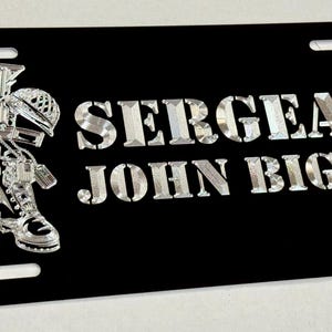 Custom Military Soldier Tribute License Plate Car Tag Vanity Front Aluminum Metal Weatherproof & Rustproof