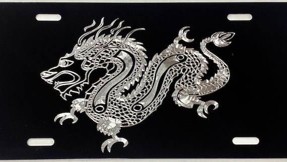 Engraved Japanese Dragon Gift License Plate Vanity Front Car Tag