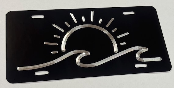 Sun Ocean Wave License Plate Vanity Front Car Tag Diamond Etched
