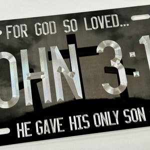 Laser Christian Cross and Diamond Etched John 3:16 License Plate Car ...
