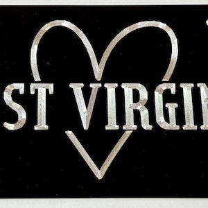 West Virginia WV State License Plate Car Tag Diamond Etched Engraved Black Aluminum Metal Weatherproof & Rustproof