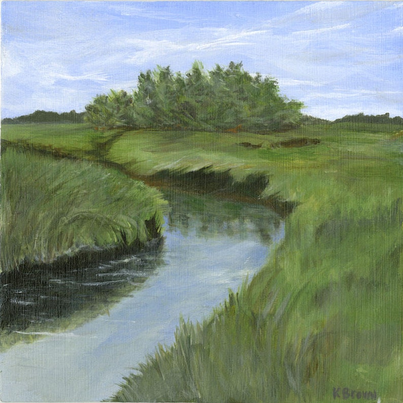 Wells Marsh Maine Art Prints //Giclée Print//Landscape Prints//Coastal Landscapes//Maine Artist//Kathleen Brown Paintings//Saltbox7Gallery image 1