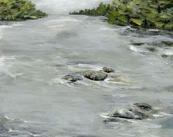 River Run - Maine Art Prints//Giclée Print////Landscapes//Coastal Landscapes//Maine Artist//Kathleen Brown Paintings//Saltbox7Gallery