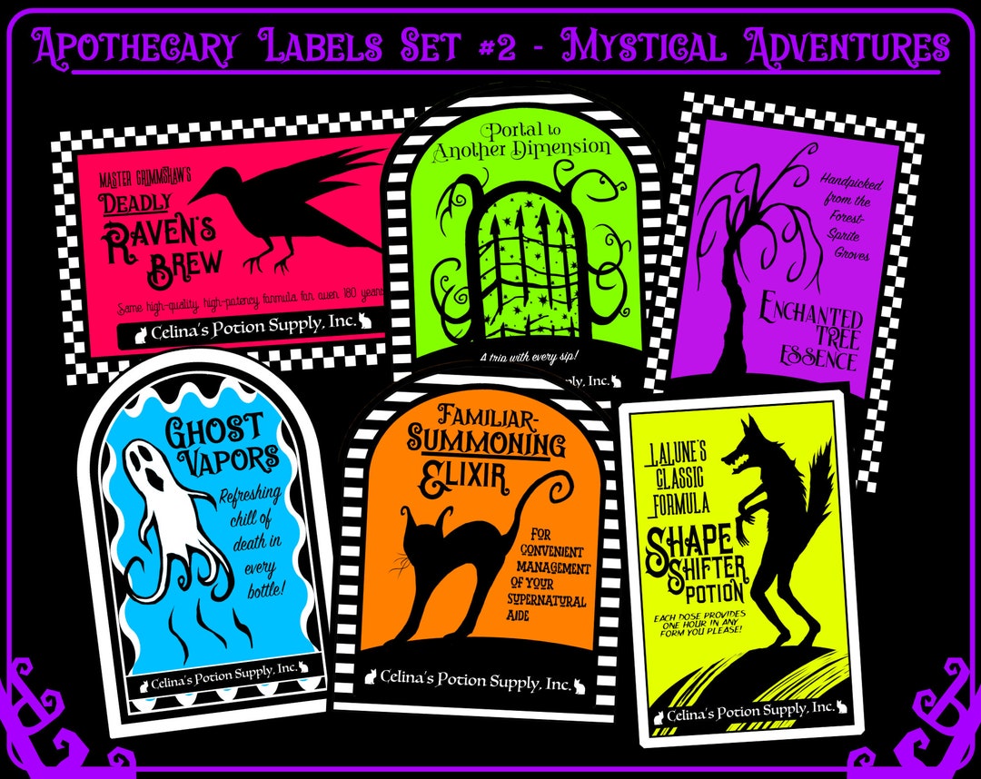 Printable Halloween Apothecary Labels Set 2 Mystical Adventures, 6 ...
