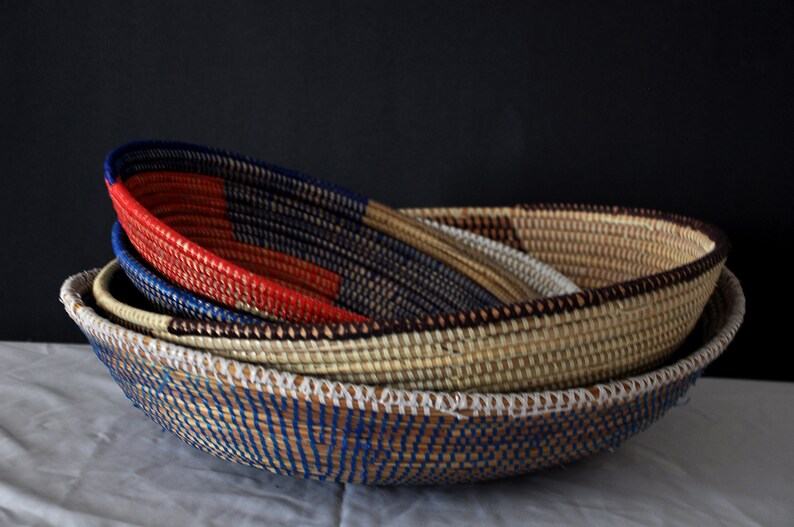 Handwoven Bowl Oval Large / Wolof Basket Bowl / Handmade Etsy