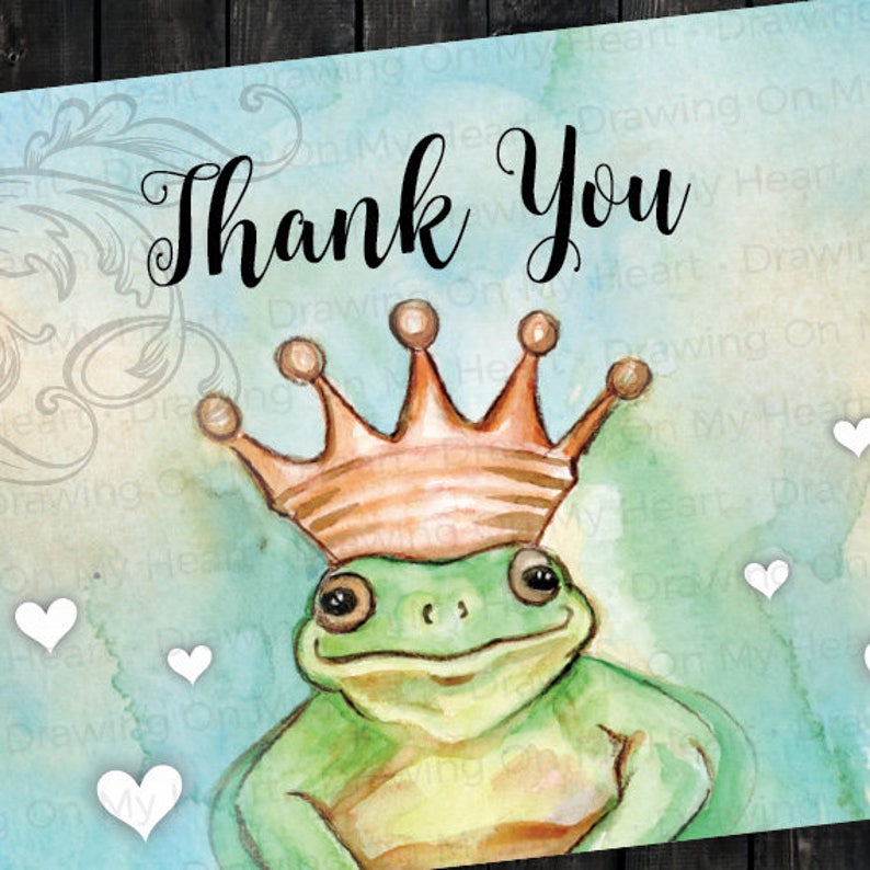 Frog Prince 5.5x4.25 Thank You Cards Direct Download Hand Etsy