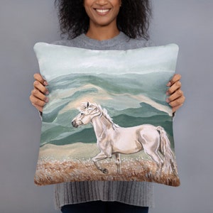Horse lovers pillow - 18x18 soft decorative throw pillow