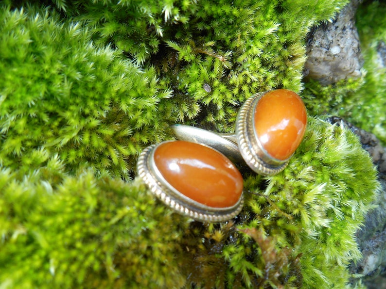 Silver cufflinks with amber the USSR.