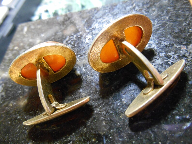 Silver cufflinks with amber the USSR.