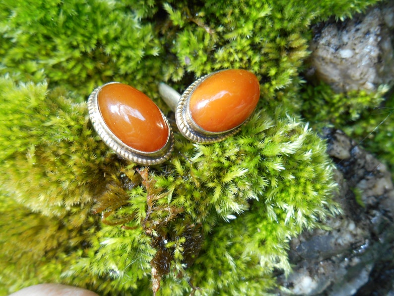 Silver cufflinks with amber the USSR.