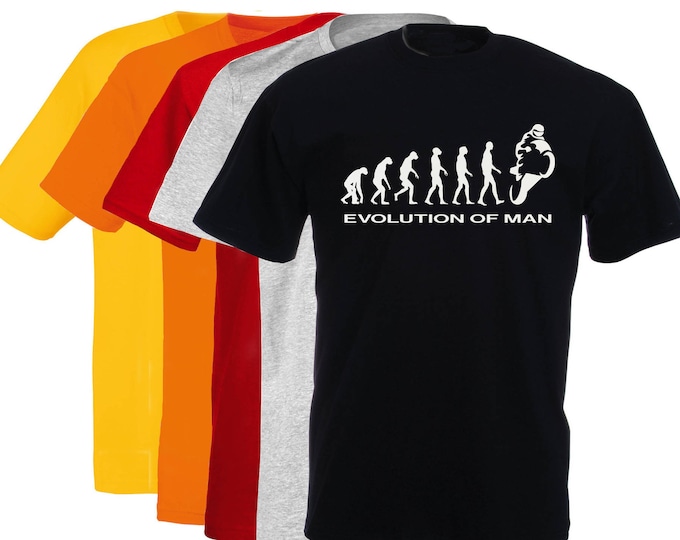 T-shirt Homme Coton Evolution Of Moto - Marque Gildan - Coupe Loose Fit - Modèle 5000 - Pré-rétréci - Col Rond, Manches Courtes - Toutes Saisons