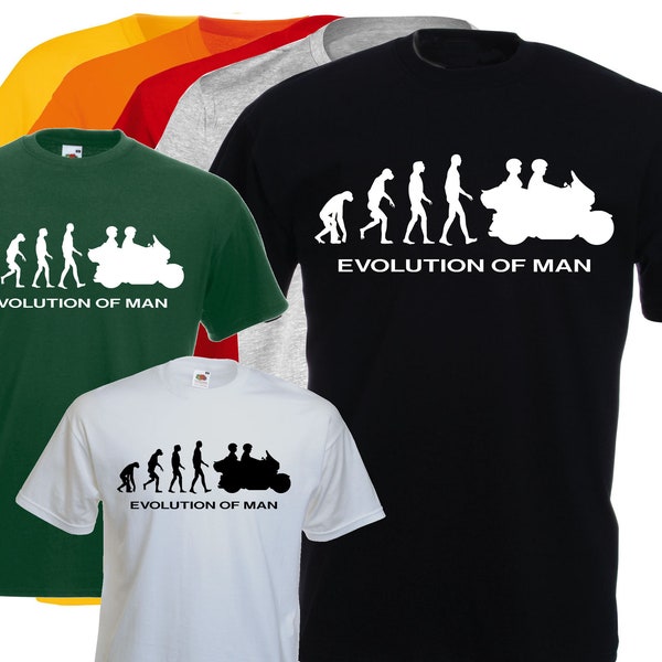 T-shirt moto BIKER homme, Evolution de l'homme Moto TOURING/ tee shirt coton/ t.shirt  cadeau/ tee-shirt  rider