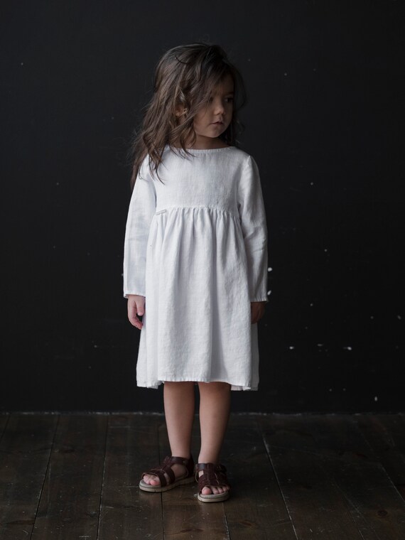 white linen girls dress