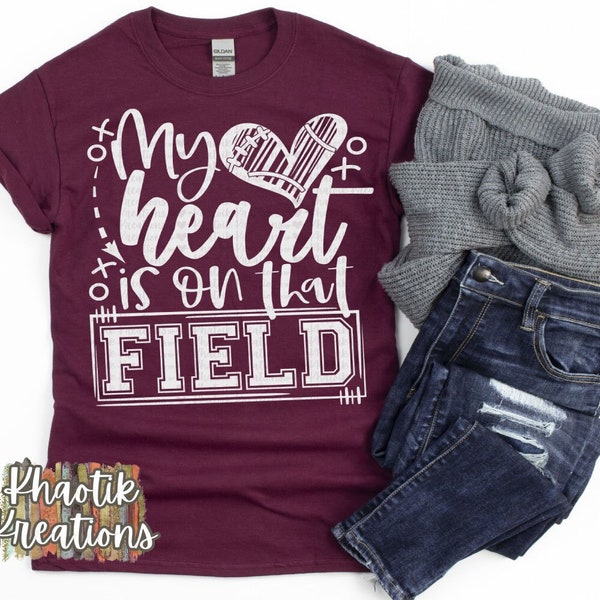 My Heart is on the Field Svg, Football Mom, Football Svg, Football Design, Sports, Football Svg Design, Friday Night Lights, Football Life