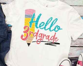 Hello 3rd Grade Svg Back To School Svg 3rd Grade Svg First Day of School Svg School Svg Designs School Cut Files Cricut Cut Files Silhouette